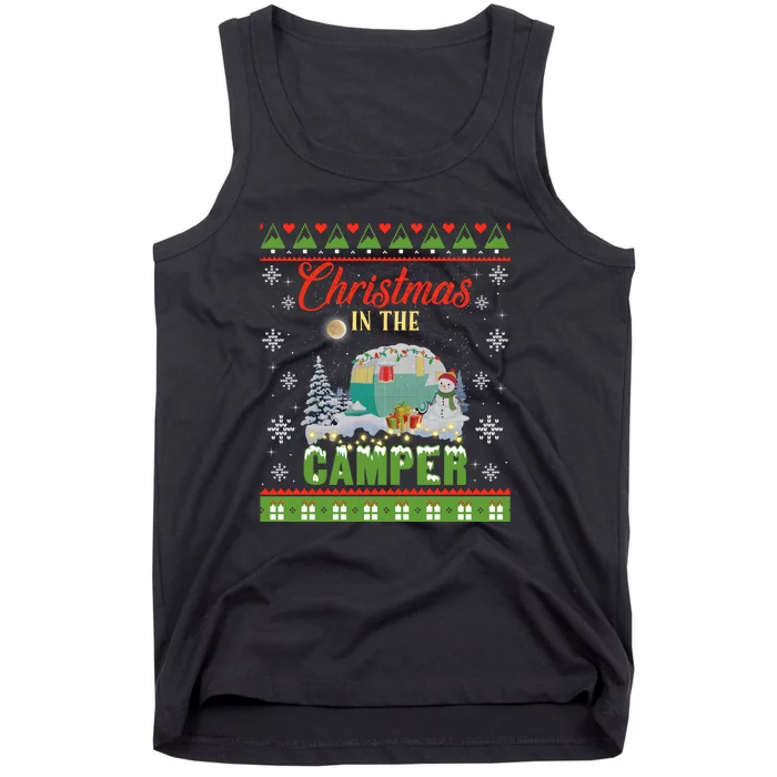 Christmas In The Camper Family Funny Camping Lover Xmas Trip Gift Tank Top