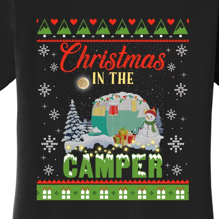 Christmas In The Camper Family Funny Camping Lover Xmas Trip Gift Women's T-Shirt