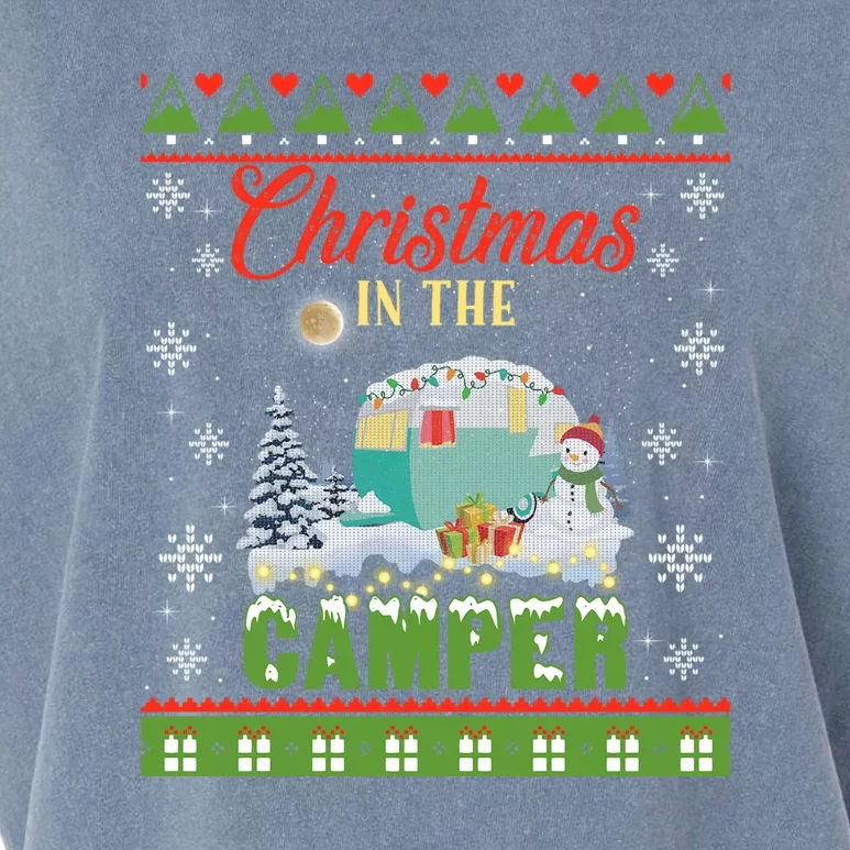 Christmas In The Camper Family Funny Camping Lover Xmas Trip Gift Garment-Dyed Women's Muscle Tee