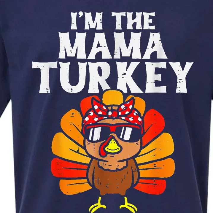 Cute IM The Mama Turkey Family Matching Thanksgiving Sueded Cloud Jersey T-Shirt