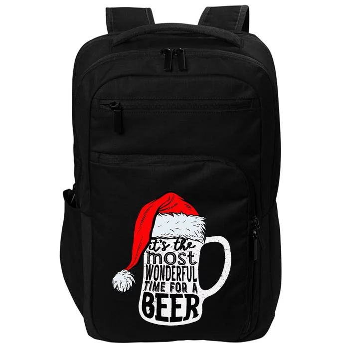 Christmas Its The Most Wonderful Time For A Beer Santa Xmas Impact Tech Backpack