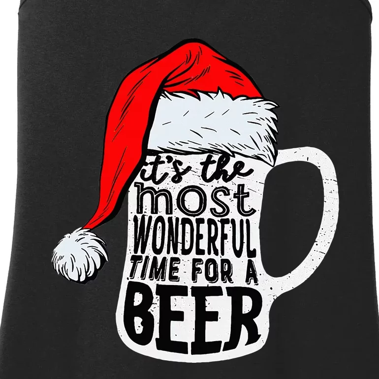 Christmas Its The Most Wonderful Time For A Beer Santa Xmas Ladies Essential Tank