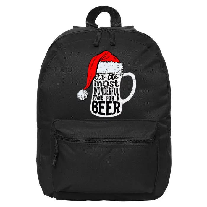 Christmas Its The Most Wonderful Time For A Beer Santa Xmas 16 in Basic Backpack