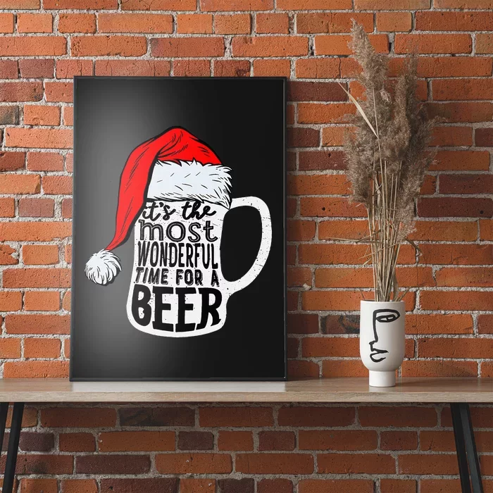 Christmas Its The Most Wonderful Time For A Beer Santa Xmas Poster