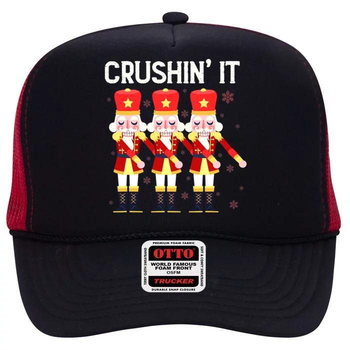 Crushin' It The Christmas Retro Holiday Cute Nutcracker Xmas High Crown Mesh Trucker Hat