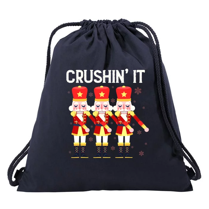 Crushin' It The Christmas Retro Holiday Cute Nutcracker Xmas Drawstring Bag