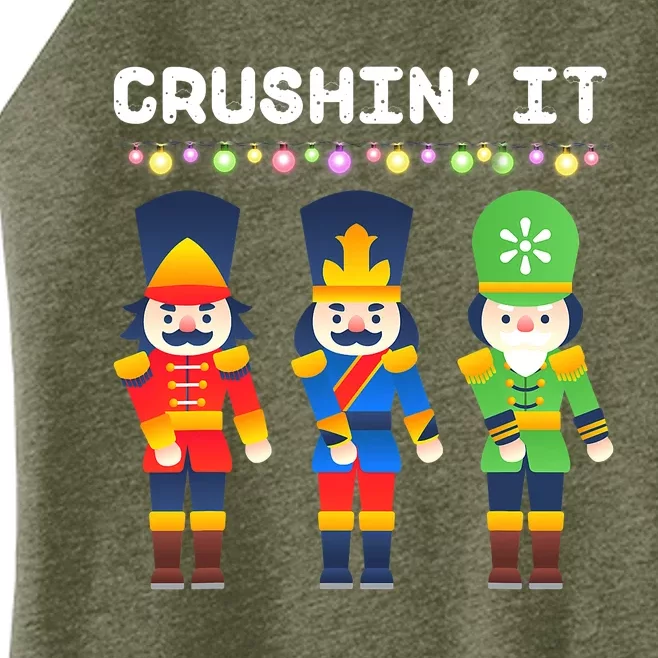 Crushin' It The Christmas Retro Holiday Cute Women’s Perfect Tri Rocker Tank