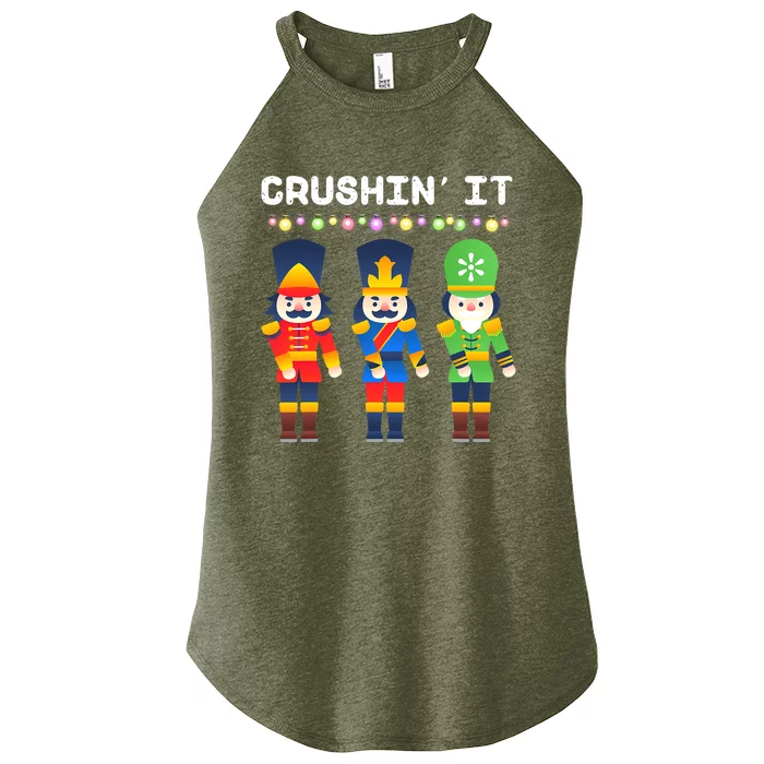 Crushin' It The Christmas Retro Holiday Cute Women’s Perfect Tri Rocker Tank