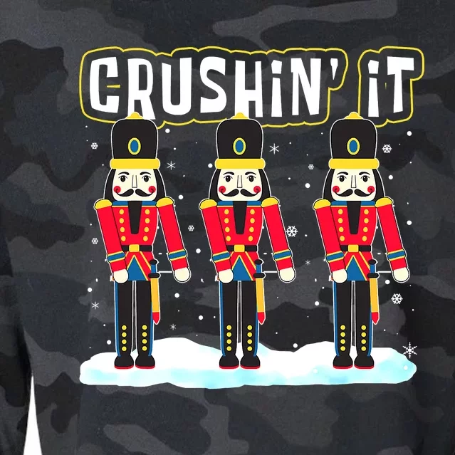 Crushin' It The Christmas Retro Holiday Cute Nutcracker Xmas Cropped Pullover Crew