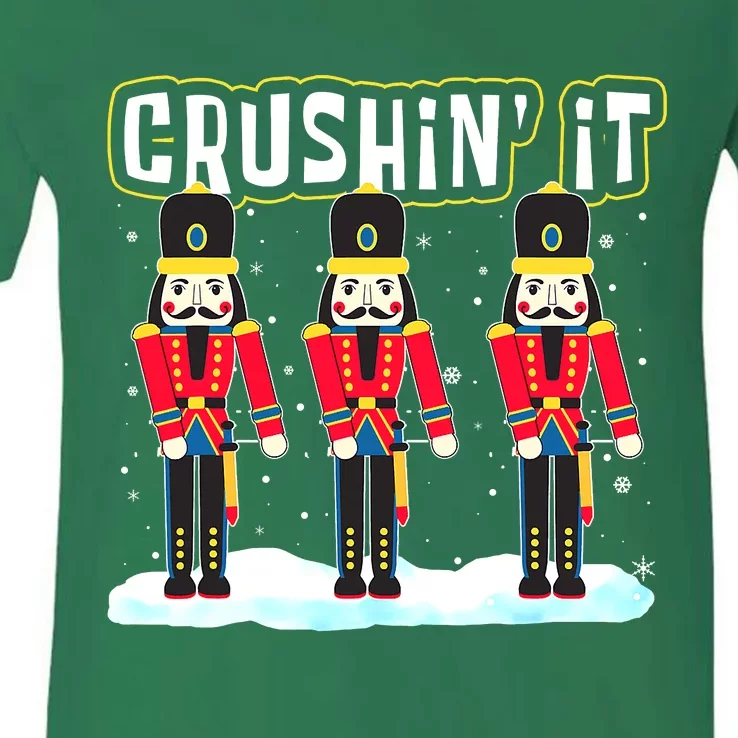 Crushin' It The Christmas Retro Holiday Cute Nutcracker Xmas V-Neck T-Shirt