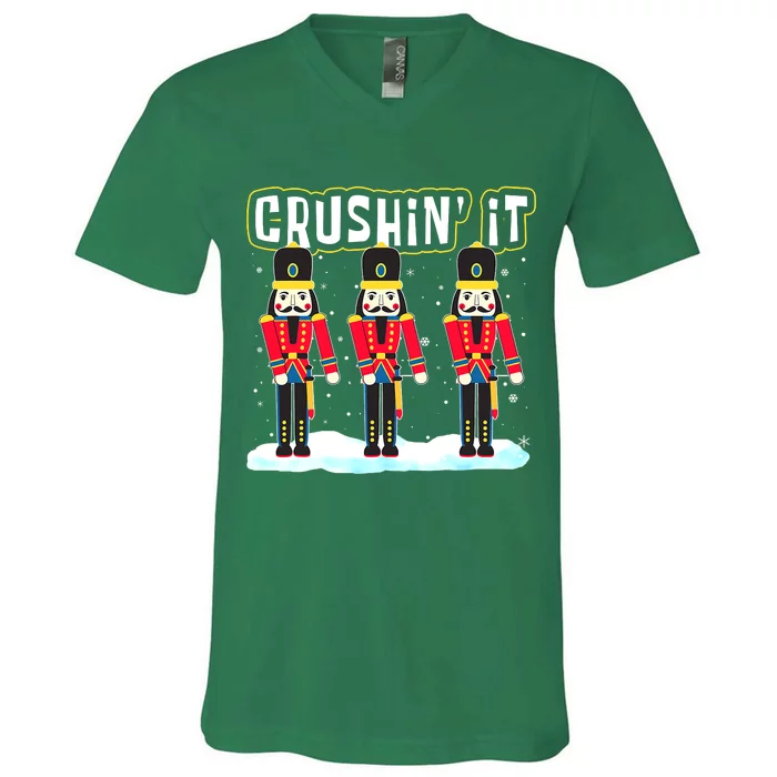 Crushin' It The Christmas Retro Holiday Cute Nutcracker Xmas V-Neck T-Shirt