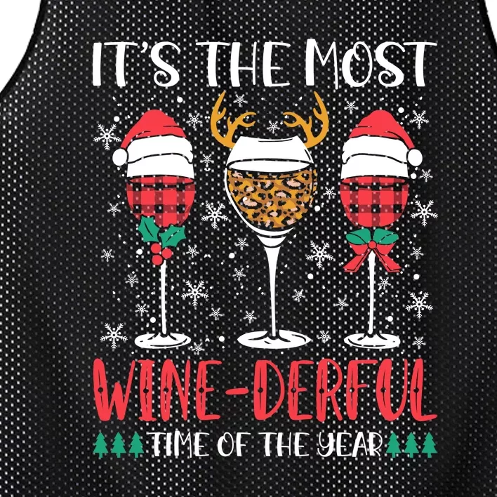 Christmas It's The Most Wine Derful Time Of The Year Mesh Reversible Basketball Jersey Tank