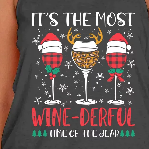 Christmas It's The Most Wine Derful Time Of The Year Women's Knotted Racerback Tank