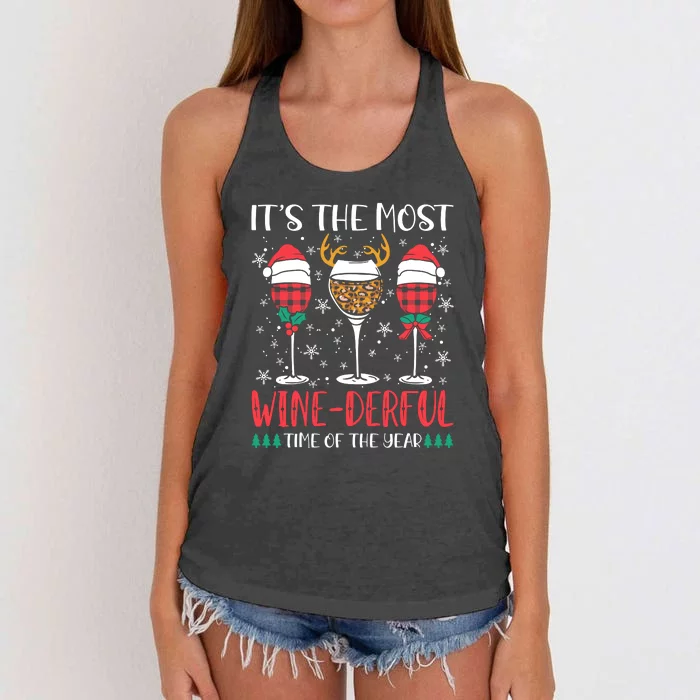 Christmas It's The Most Wine Derful Time Of The Year Women's Knotted Racerback Tank