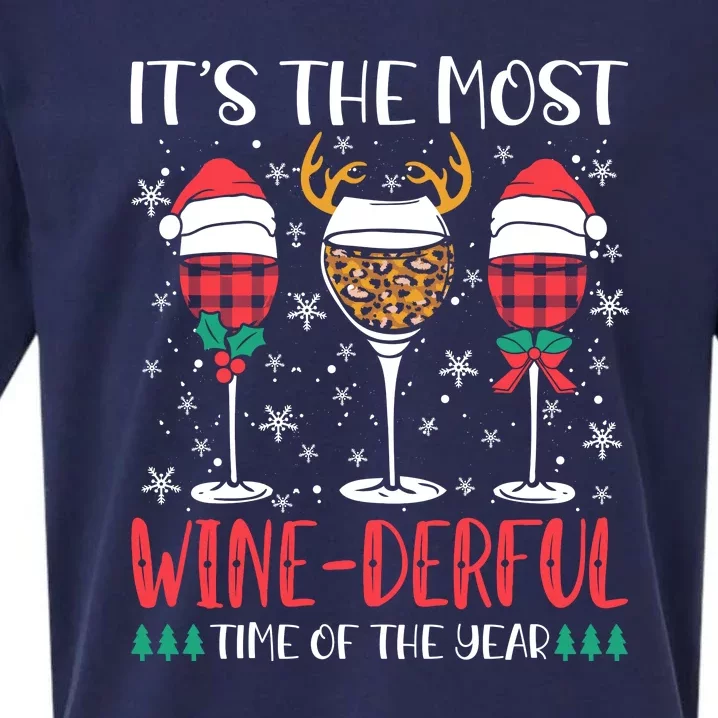 Christmas It's The Most Wine Derful Time Of The Year Sueded Cloud Jersey T-Shirt