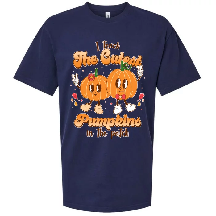 Cute I Teach The Cutest Pumpkins In The Patch Teacher Life Sueded Cloud Jersey T-Shirt