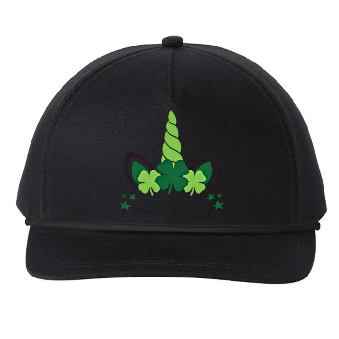 Cute Irish Unicorn Face St PatrickS Day Gift Snapback Five-Panel Rope Hat