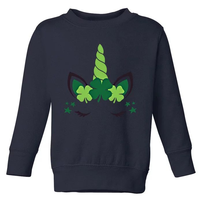 Cute Irish Unicorn Face St PatrickS Day Gift Toddler Sweatshirt