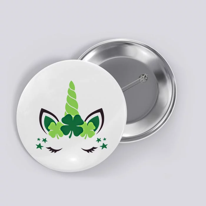 Cute Irish Unicorn Face St PatrickS Day Gift Button