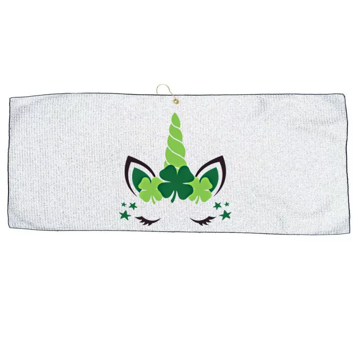 Cute Irish Unicorn Face St PatrickS Day Gift Large Microfiber Waffle Golf Towel