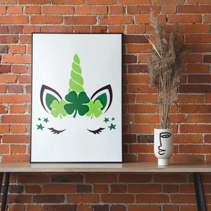 Cute Irish Unicorn Face St PatrickS Day Gift Poster