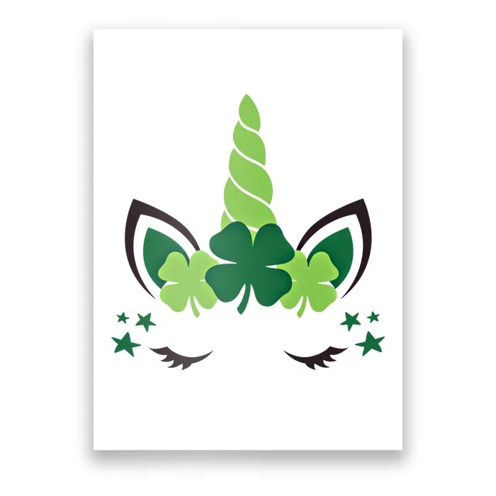 Cute Irish Unicorn Face St PatrickS Day Gift Poster