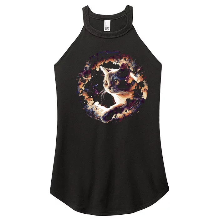 Cat In Universe Space Cat Women’s Perfect Tri Rocker Tank