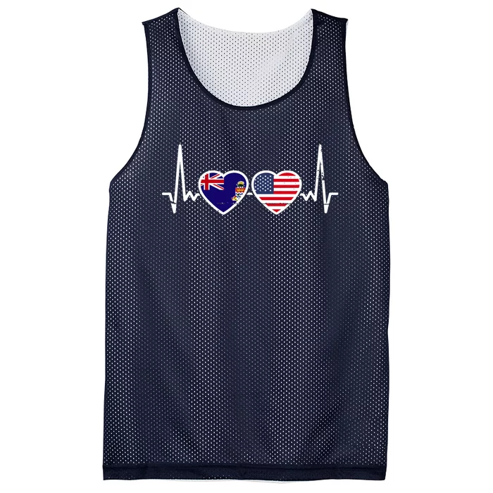 Cayman Islands USA Heartbeat Flag Mesh Reversible Basketball Jersey Tank