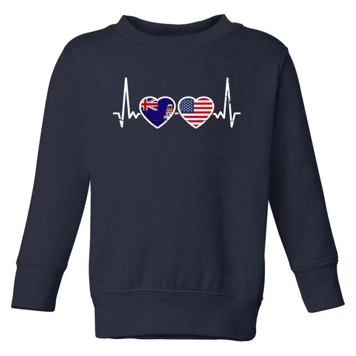 Cayman Islands USA Heartbeat Flag Toddler Sweatshirt