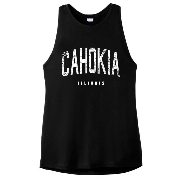 Cahokia Illinois Vintage Logo Ladies Tri-Blend Wicking Tank