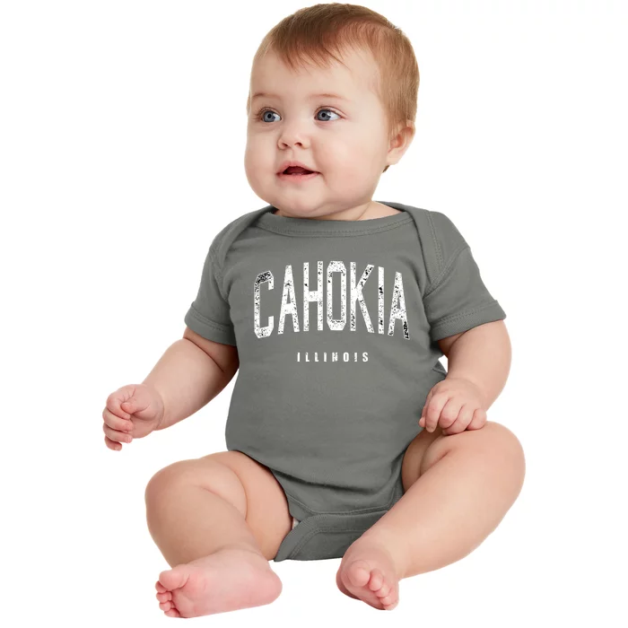 Cahokia Illinois Vintage Logo Baby Bodysuit