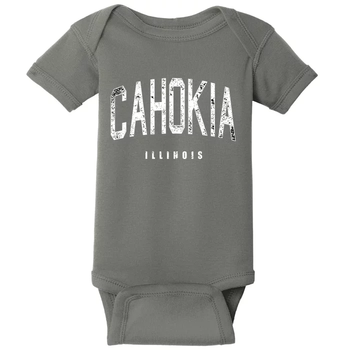 Cahokia Illinois Vintage Logo Baby Bodysuit