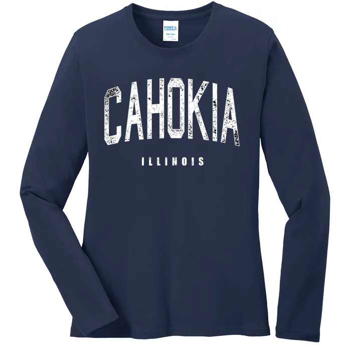 Cahokia Illinois Vintage Logo Ladies Long Sleeve Shirt