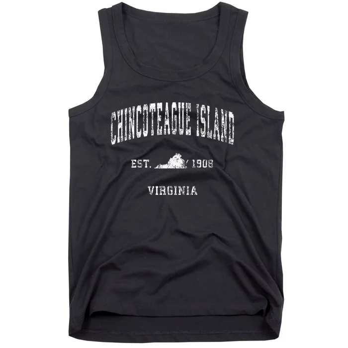 Chincoteague Island Virginia VA Vintage Athletic Sports Desi Tank Top