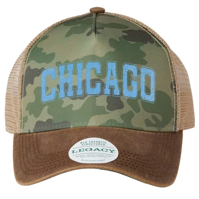 Chicago Il Vintage Sports Sky Blue Retro Varsity Text Legacy Tie Dye Trucker Hat