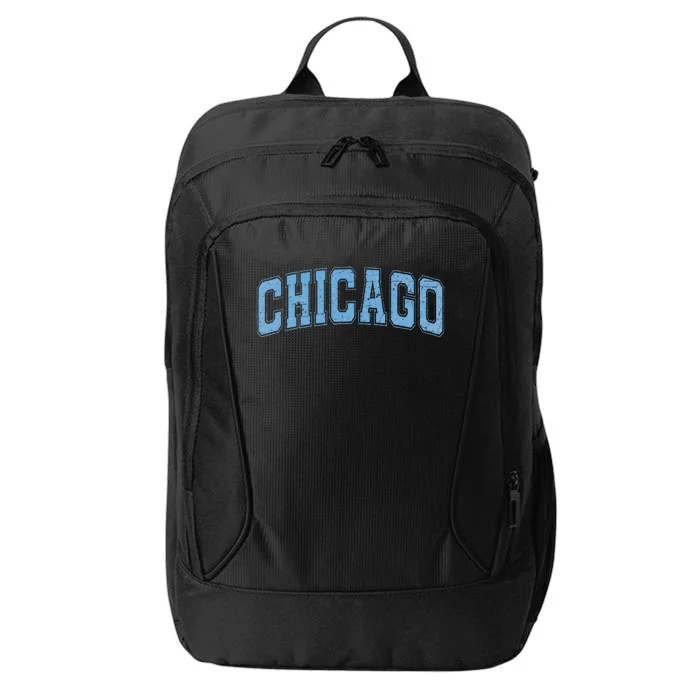 Chicago Il Vintage Sports Sky Blue Retro Varsity Text City Backpack