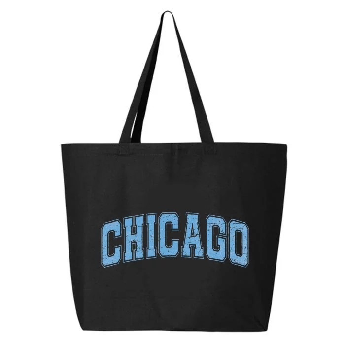 Chicago Il Vintage Sports Sky Blue Retro Varsity Text 25L Jumbo Tote