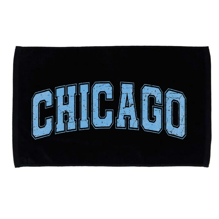 Chicago Il Vintage Sports Sky Blue Retro Varsity Text Microfiber Hand Towel