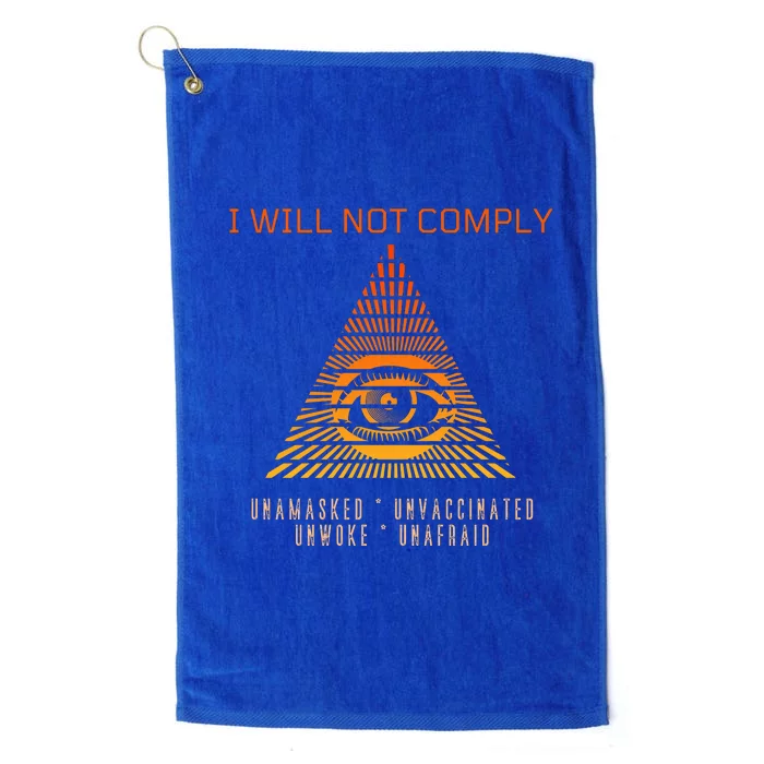 Conservative I Will Not Comply Platinum Collection Golf Towel