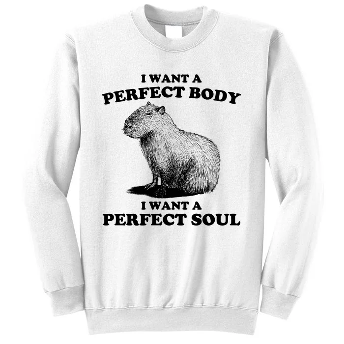 Capybara I Want A Perfect Body I Wan A Perfect Soul Sweatshirt