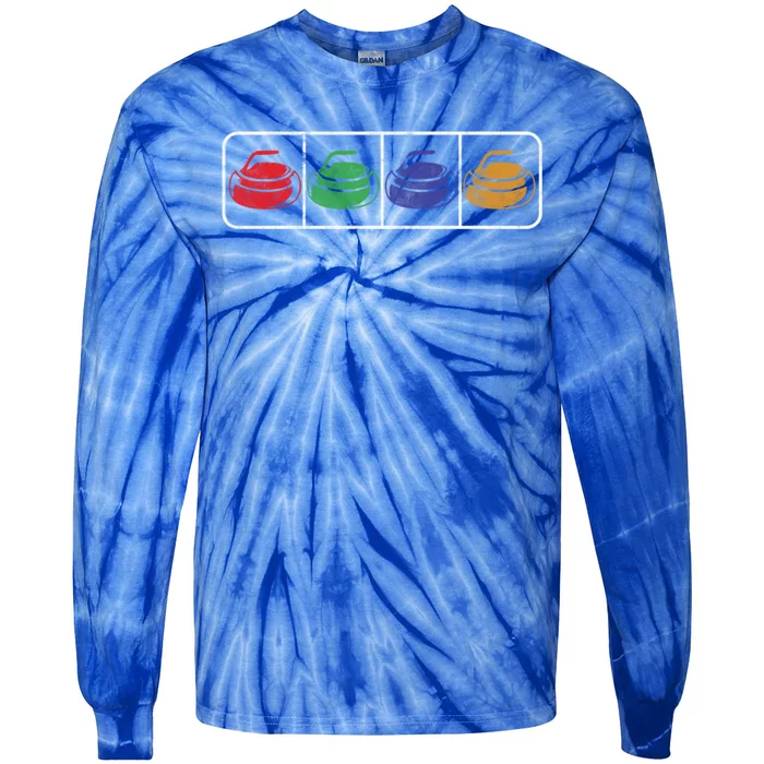 Curling Ice Winter Sports Curling Stone Curling Broom Gift Tie-Dye Long Sleeve Shirt