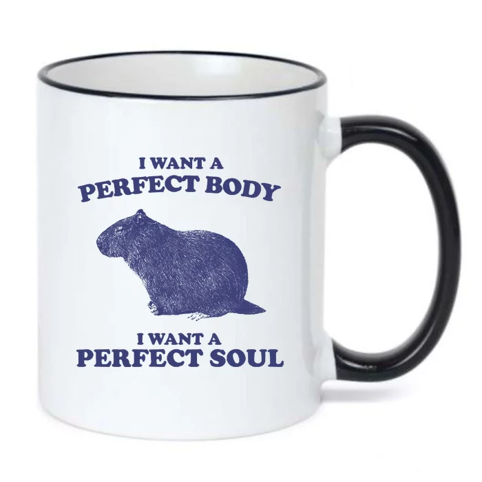 Capybara I Want A Perfect Soul Funny Capybara Meme Black Color Changing Mug