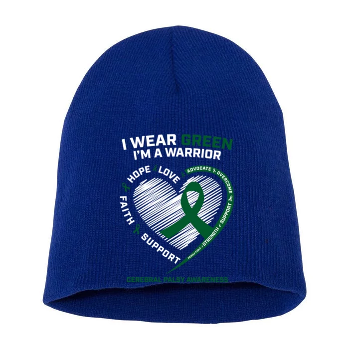 Clothing I Wear Green Cp Warrior Cerebral Palsy Awareness Great Gift Short Acrylic Beanie