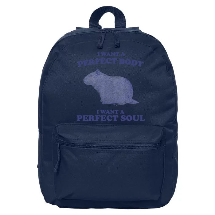 Capybara I Want A Perfect Body I Want A Perfect Soul Meme 16 in Basic Backpack