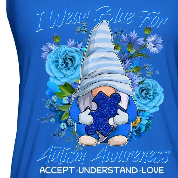 Cool I Wear Blue For Autism Awareness Accept Understand Love Flower Gnome Ladies Essential Flowy Tank