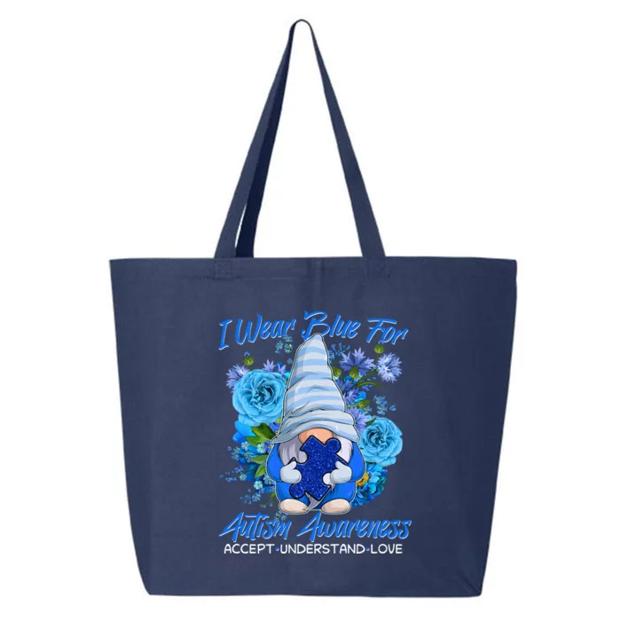 Cool I Wear Blue For Autism Awareness Accept Understand Love Flower Gnome 25L Jumbo Tote