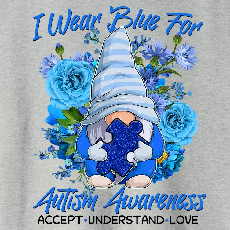 Cool I Wear Blue For Autism Awareness Accept Understand Love Flower Gnome Women's Crop Top Tee