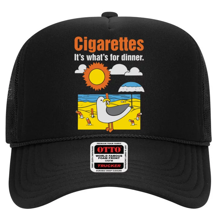 Cigarettes It’S What’S For Dinner High Crown Mesh Trucker Hat