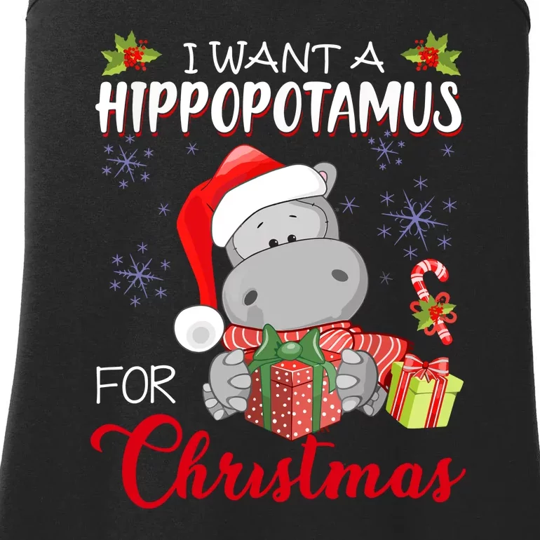 Christmas I Want A Hippopotamus For Xmas Hippo For Kids Gift Ladies Essential Tank