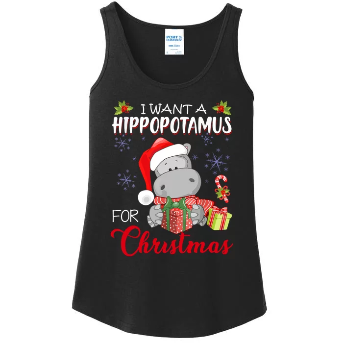 Christmas I Want A Hippopotamus For Xmas Hippo For Kids Gift Ladies Essential Tank